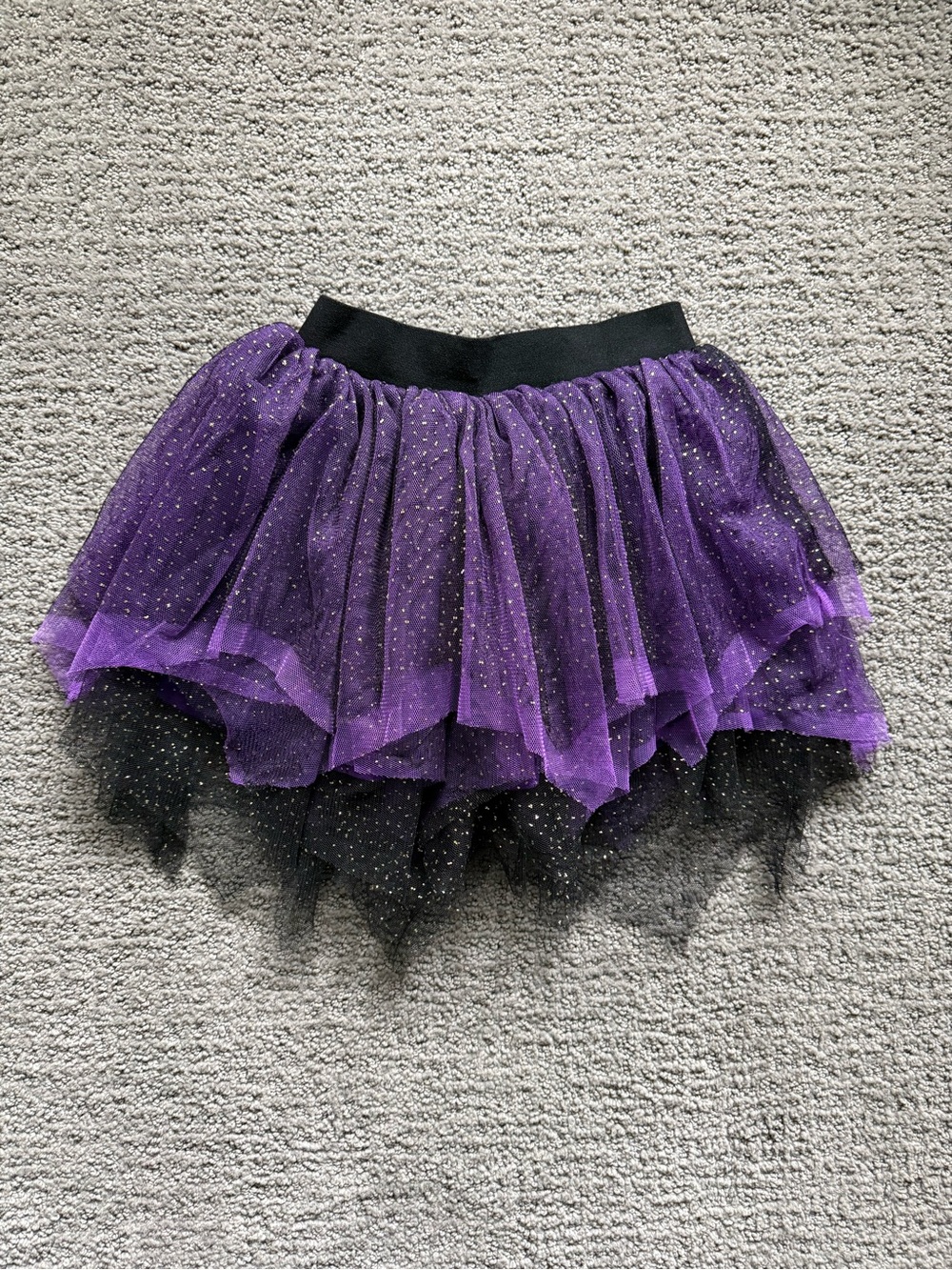Truly Me Purple and Black Layered Tulle Skirt with Gold Sparkle